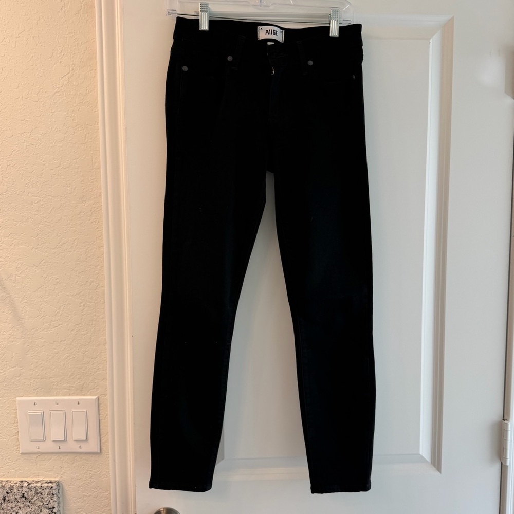 PAIGE Women's Black Straight Leg Jeans